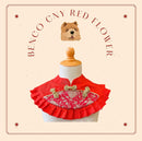 CNY Red Flower Rose Button Shirt Bib For Pets