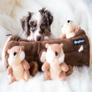 Zippy Burrow Log with 3 Chipmunks Dog Toy