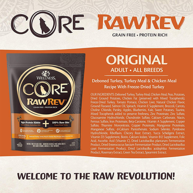 CORE RawRev Original + 100% Raw Turkey Grain Free Dry Dog Food