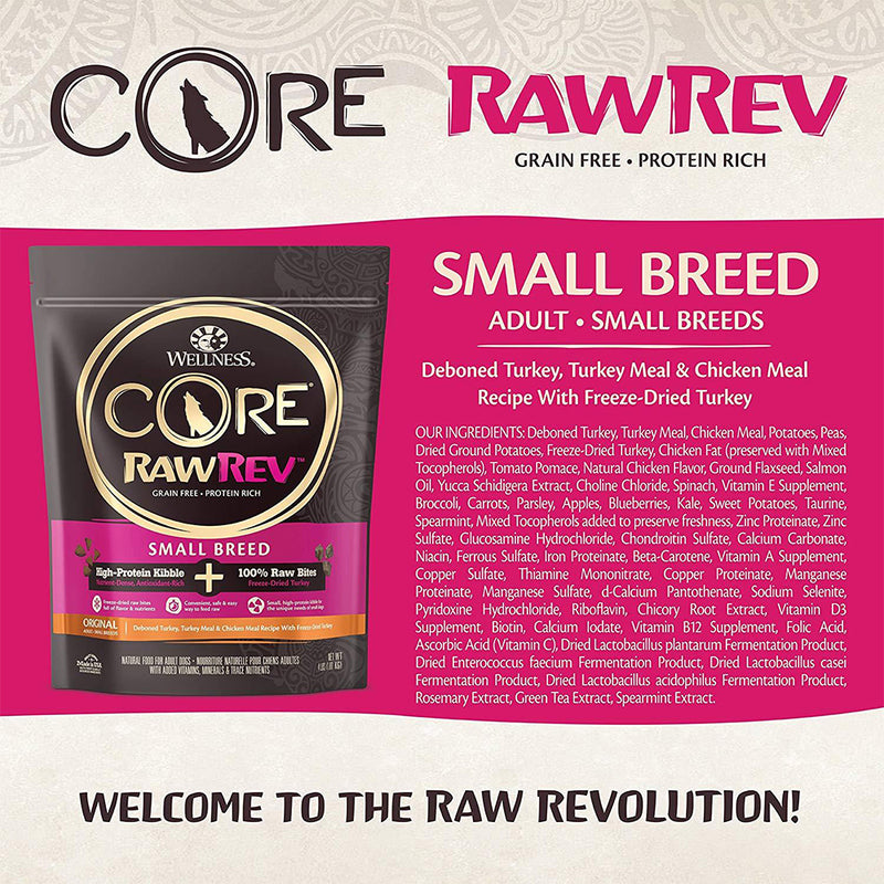 CORE RawRev Small Breed + 100% Raw Turkey Grain Free Dry Dog Food