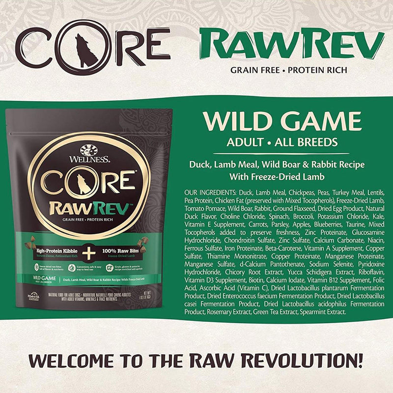 CORE RawRev Wild Game + 100% Raw Lamb Grain Free Dry Dog Food