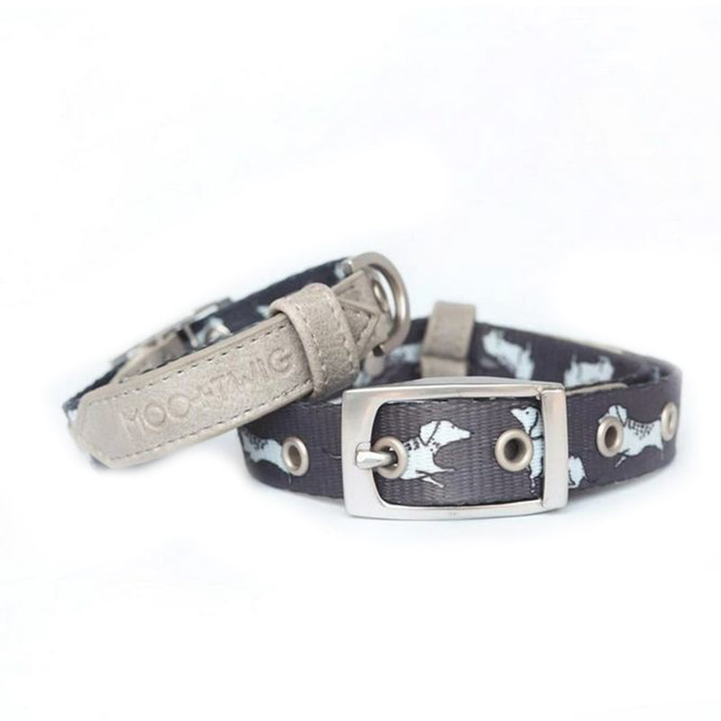 Vegan Leather Dog Collar - The Twiggy (Charcoal)